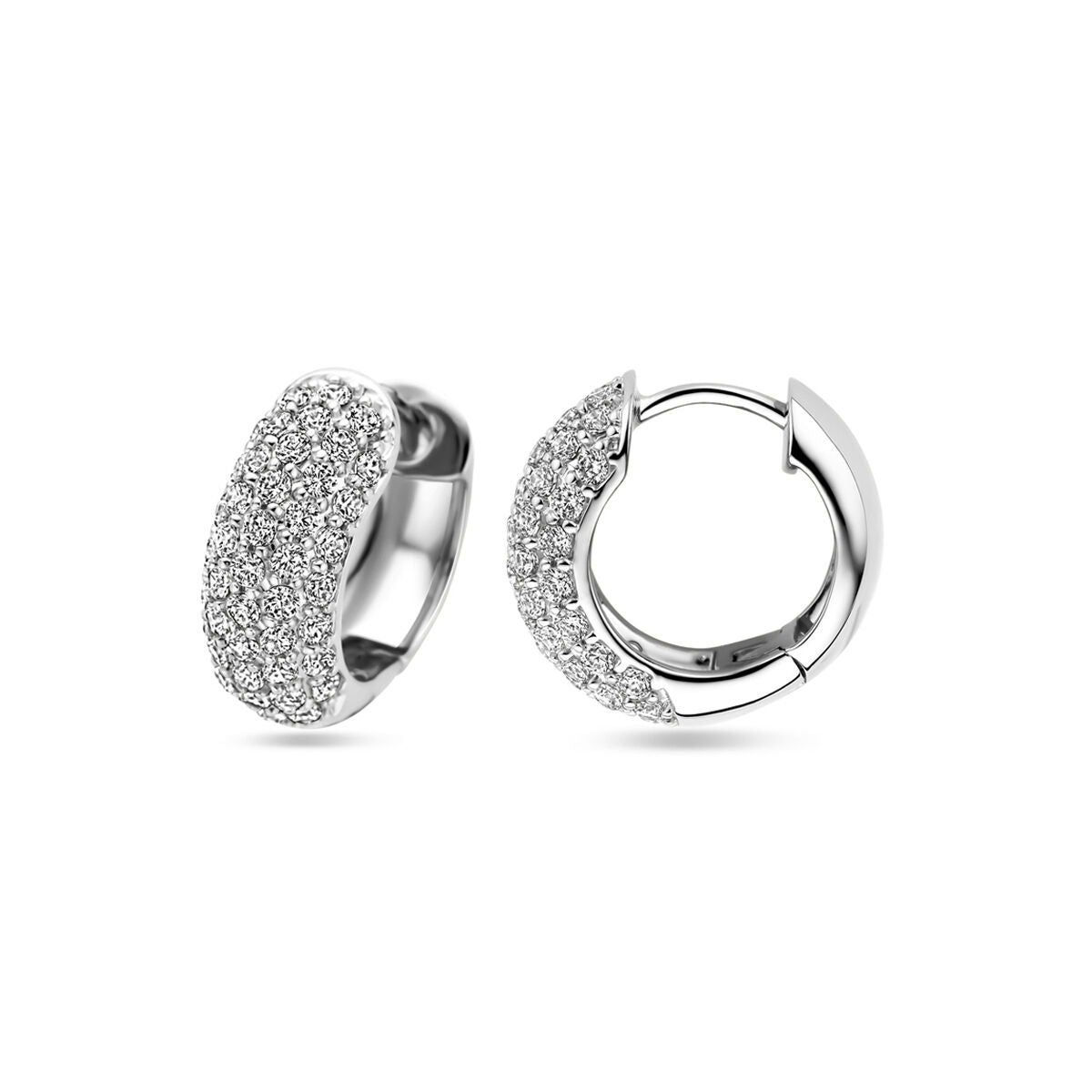 Klappcreolen Zirkonia 16 mm rhodiniert Silber