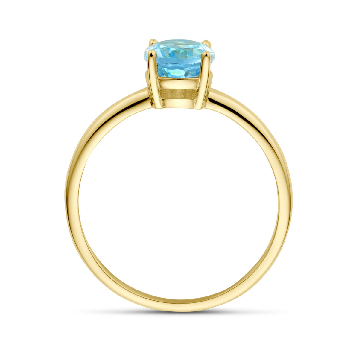 Gelbgoldring Blautopas 14K
