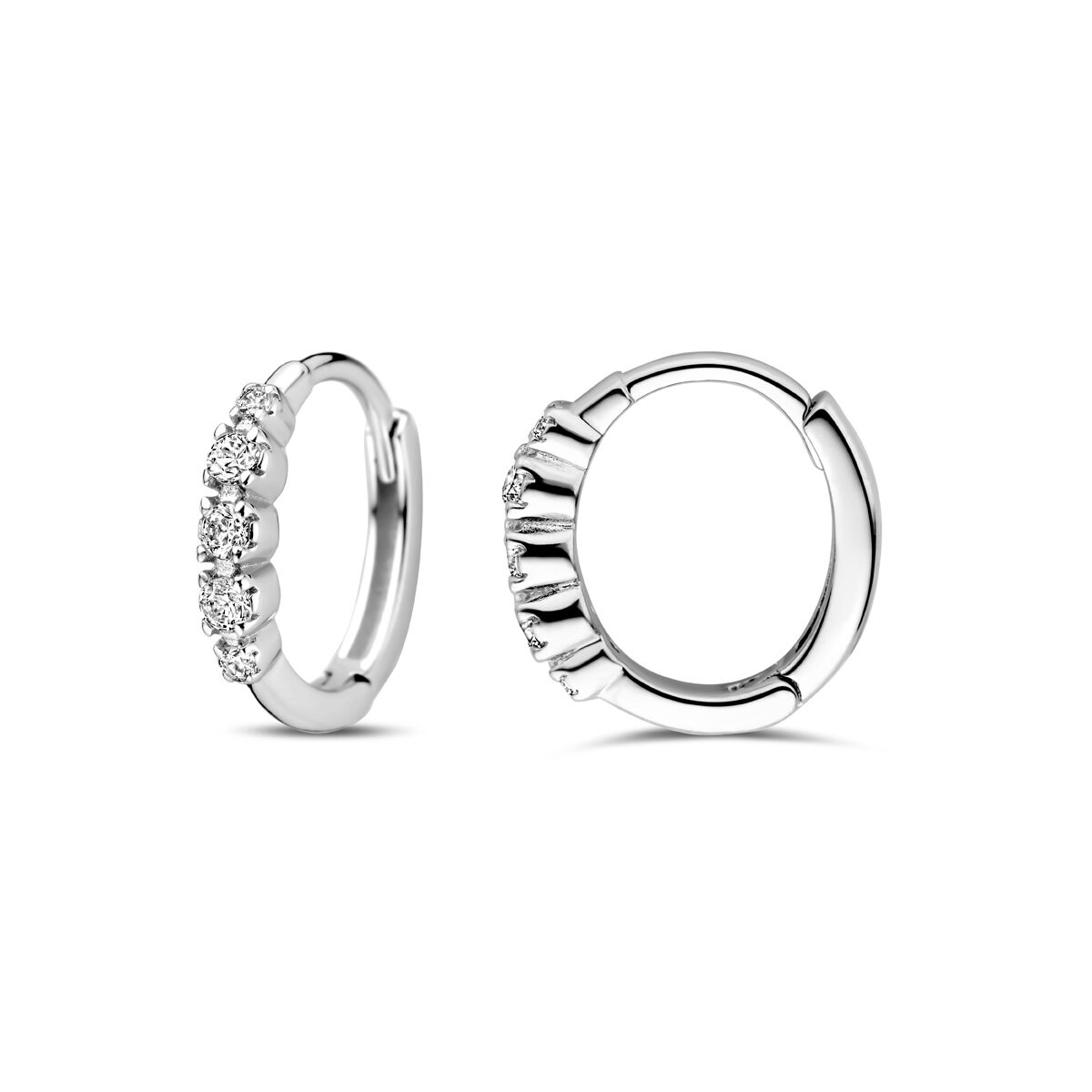 Klappcreolen Zirkonia 11,5 mm Silber rhodiniert