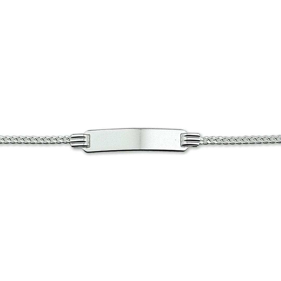 Gravurarmband aus rhodiniertem Silber mit flacher Gourmetplatte und geflochtenem Armband