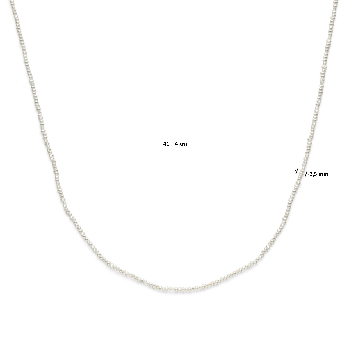 Perlenkette 41 - 45 cm, 3 Mikron vergoldet (gelb)