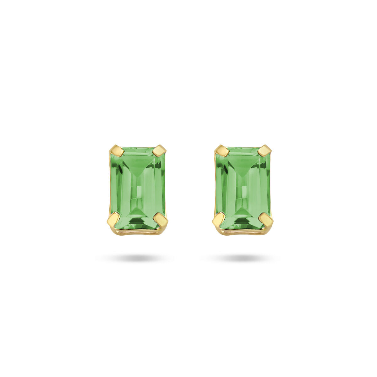 Ohrstecker aus 14K Gelbgold mit rechteckigen grünen Achatsteinen