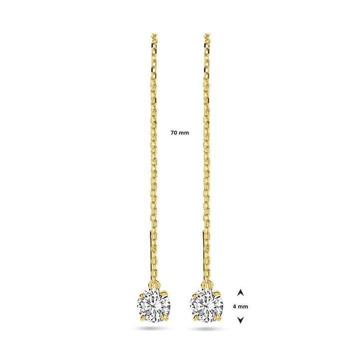 Durchsteckohrringe Zirkonia 14K Gelbgold