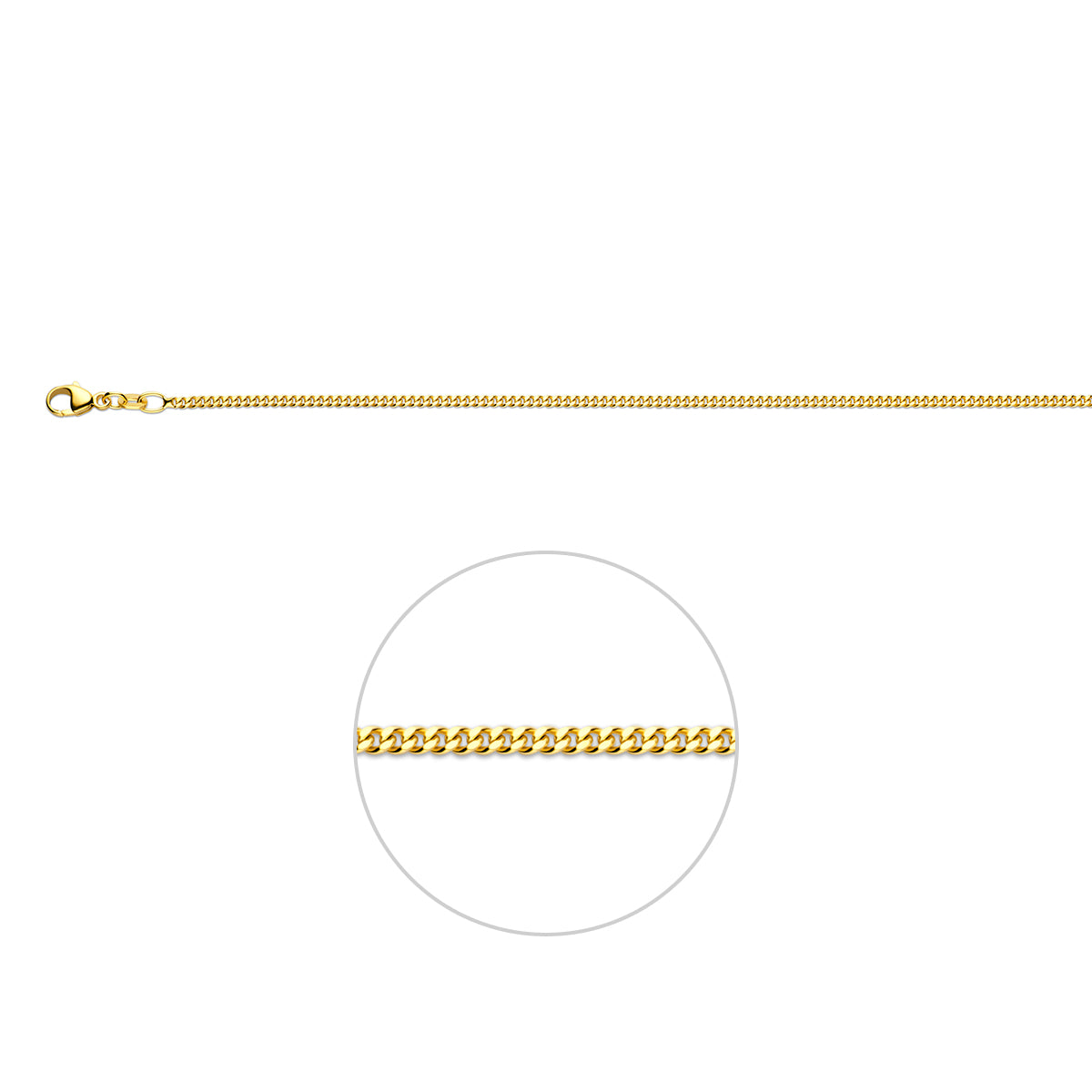 Goldene Gourmette mit 1,7 mm Glieder und Karabinerverschluss