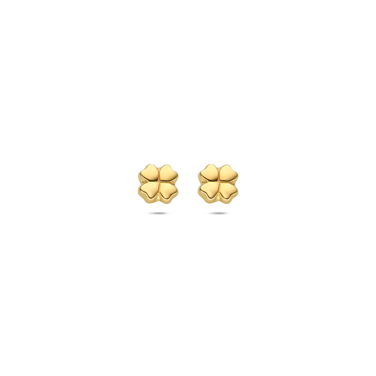 Ohrringe in Form eines vierblättrigen Kleeblatts aus 9K Gelbgold, 5 mm groß