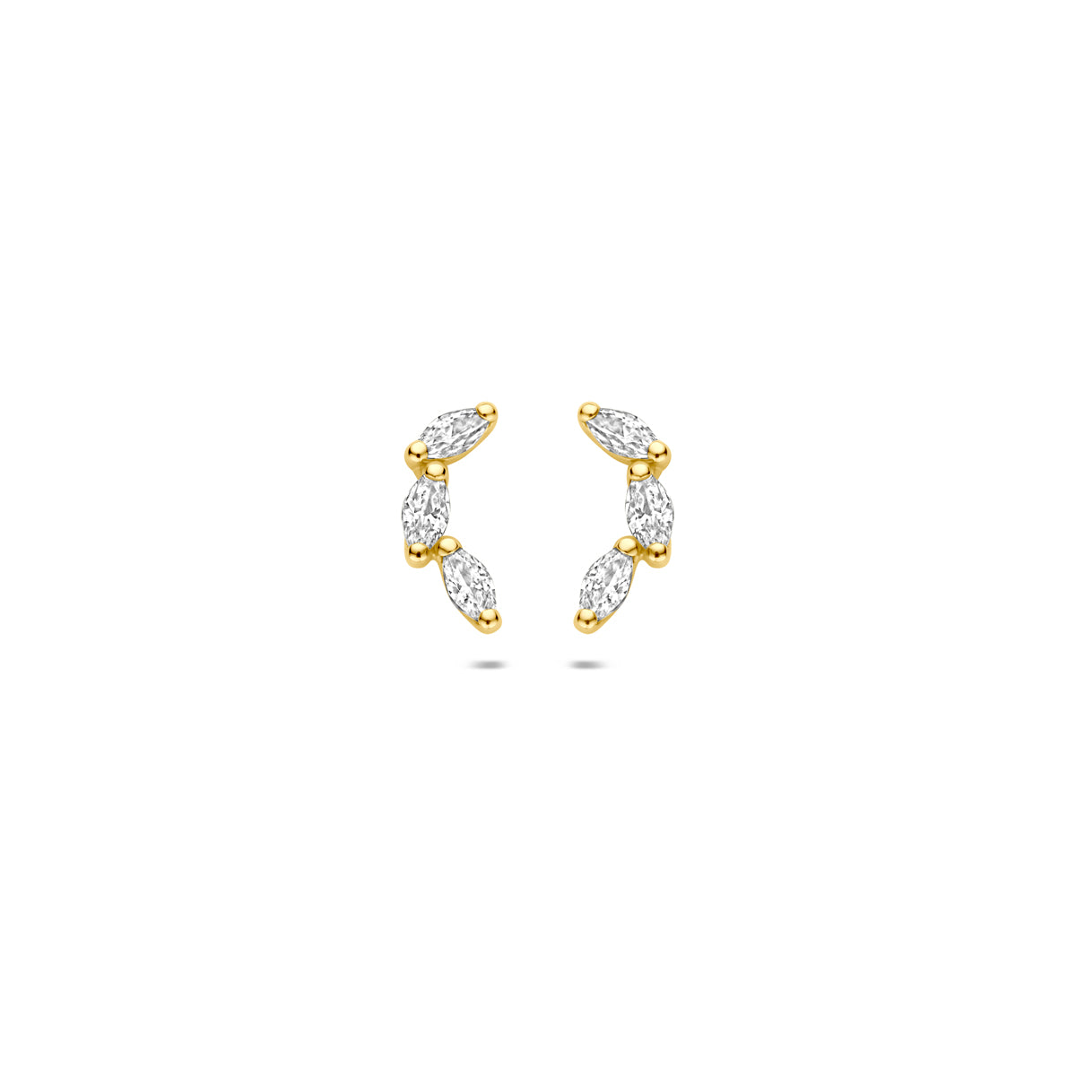 Ohrstecker aus 9K Gelbgold mit fünf Zirkonia in marquiseförmigem Design