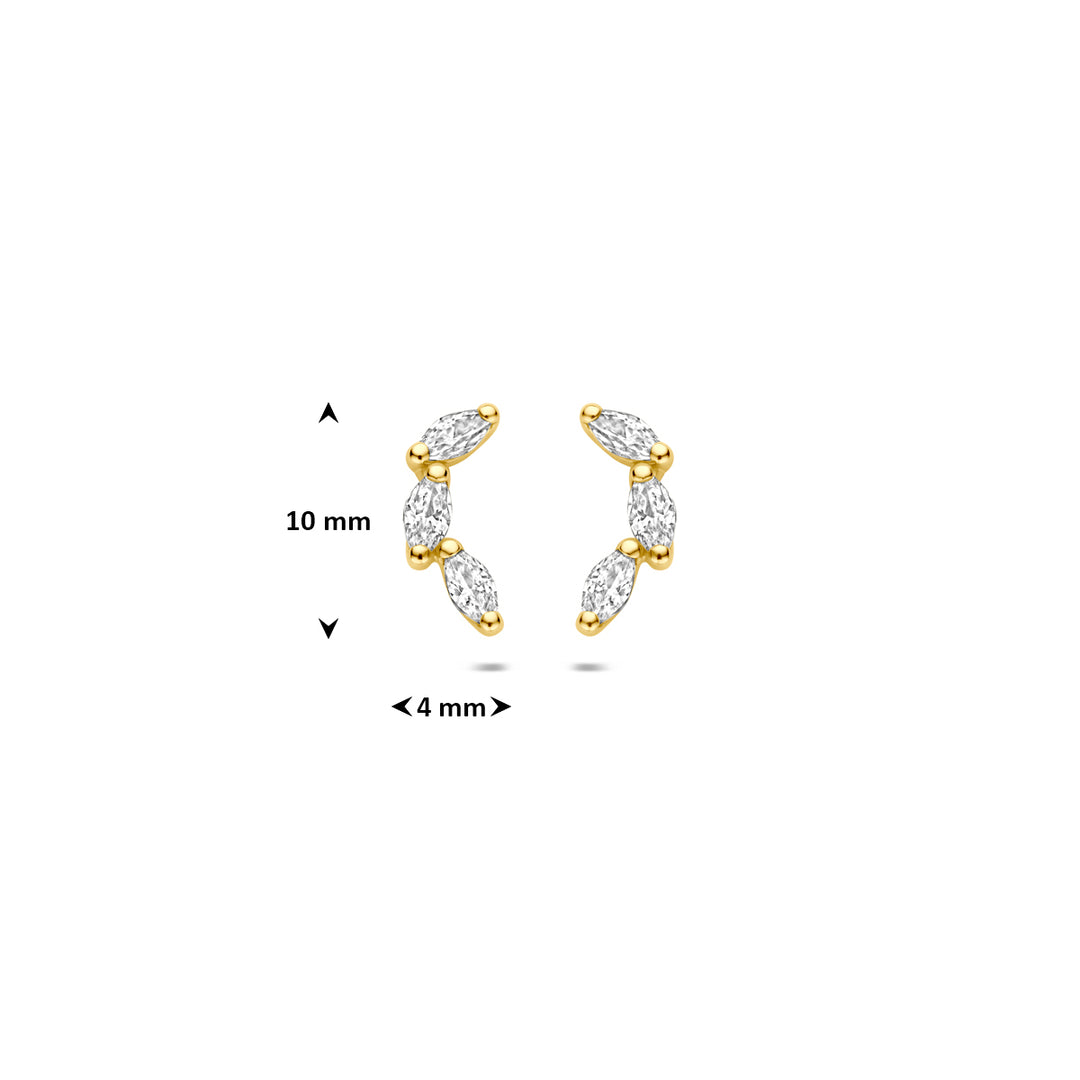 9k oorknoppen zirkonia 9K geel