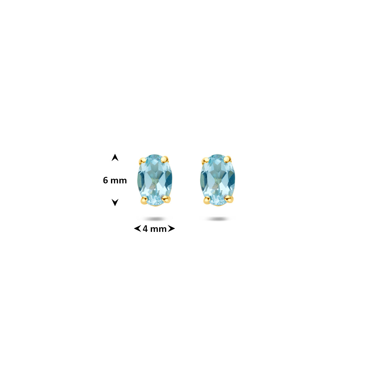 9k oorknoppen blauw topaas 9K geel