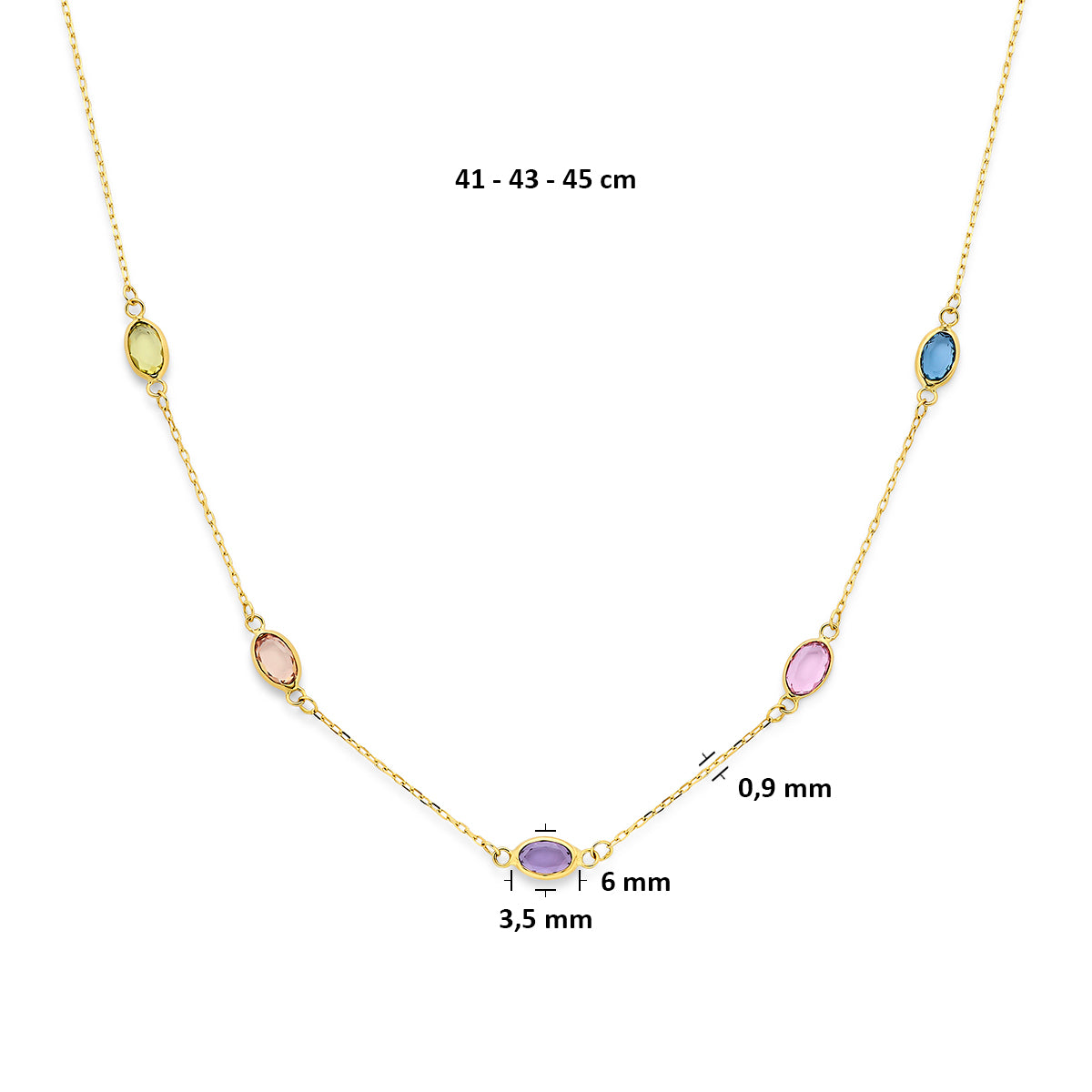9k collier synthetische stenen 9K geel