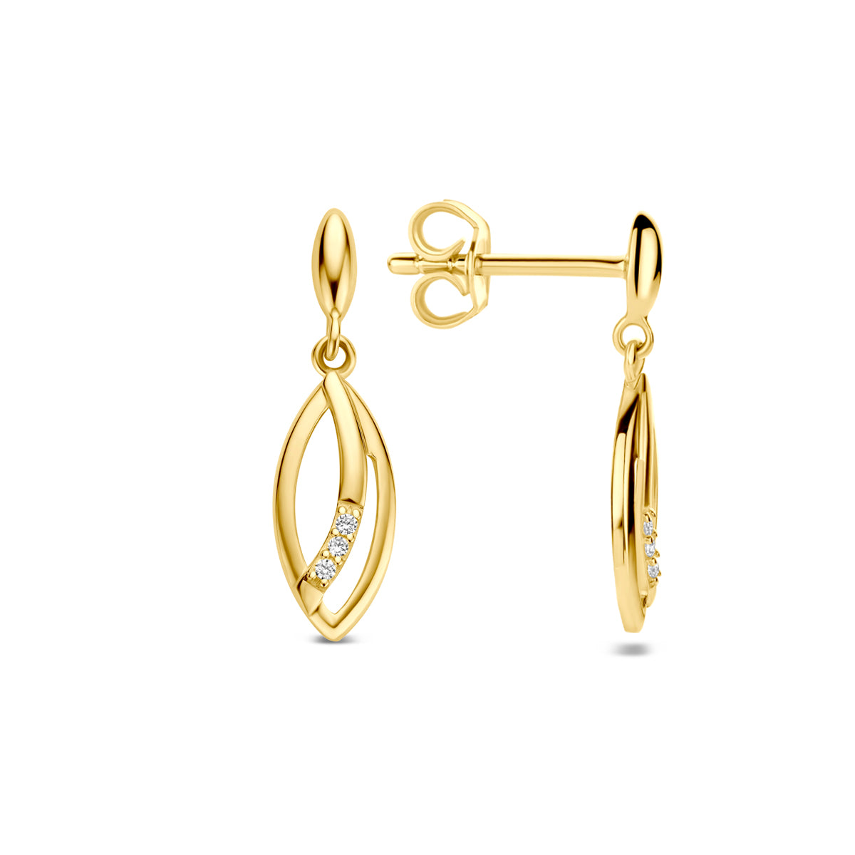9k oorhangers zirkonia 9K geel