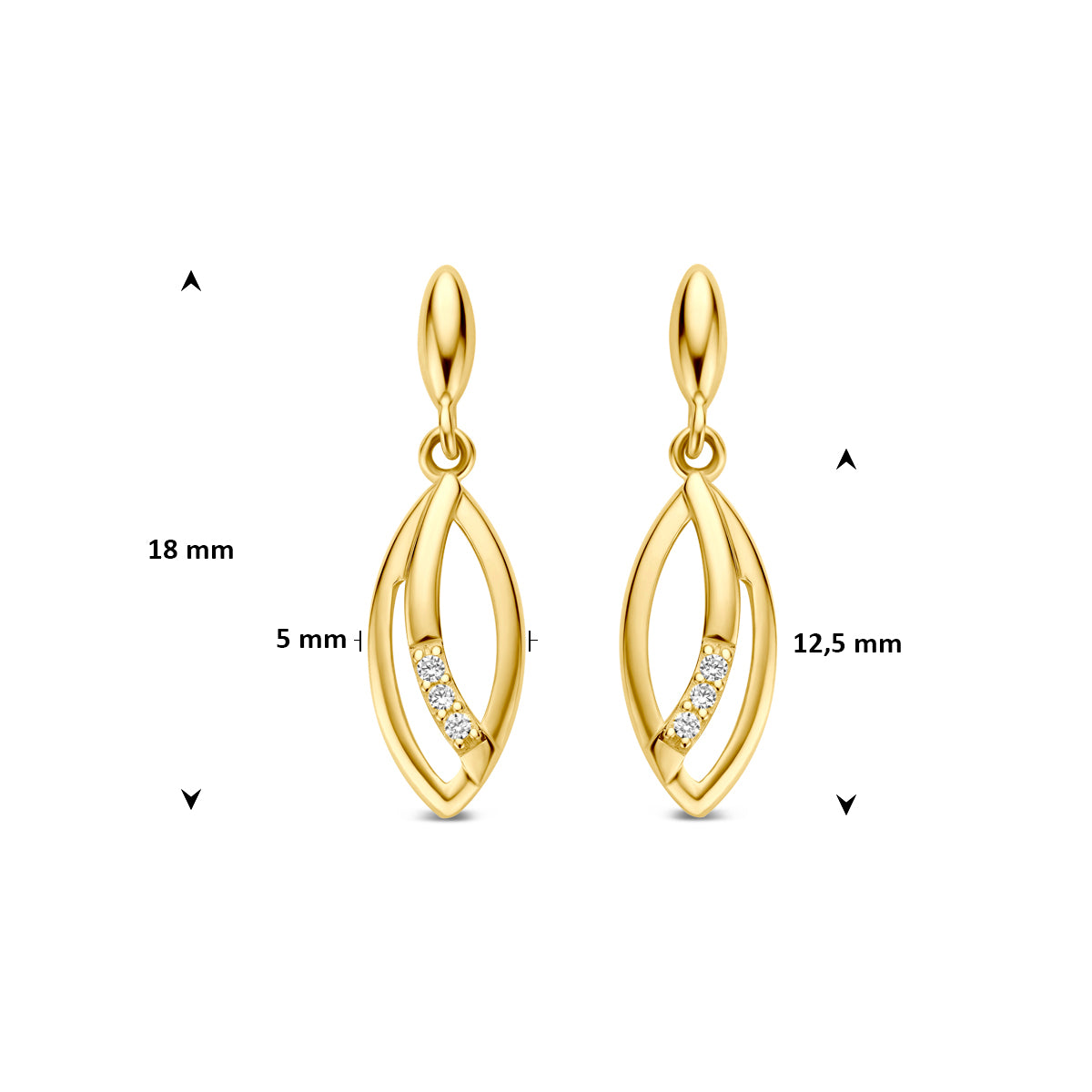 9k oorhangers zirkonia 9K geel