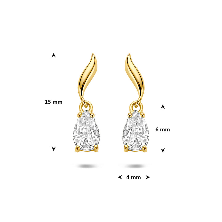 9k oorhangers zirkonia 9K geel