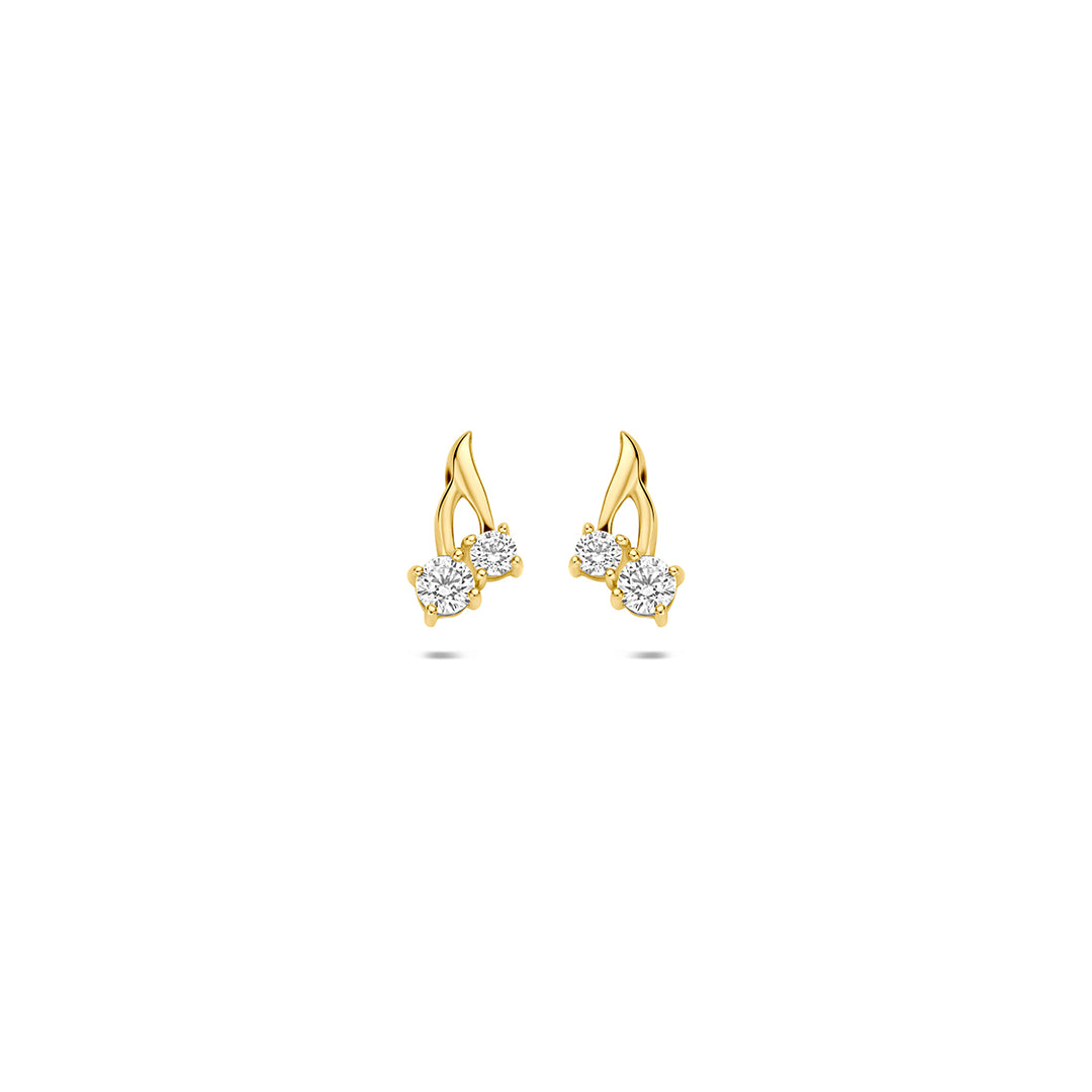 9k oorknoppen zirkonia 9K geel