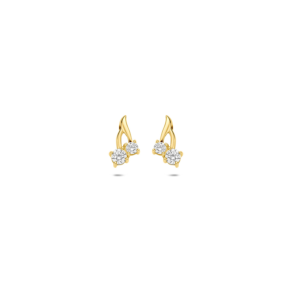 Ohrstecker aus 9 Karat Gelbgold mit Zirkonia in 8,5 mm und floralem Design