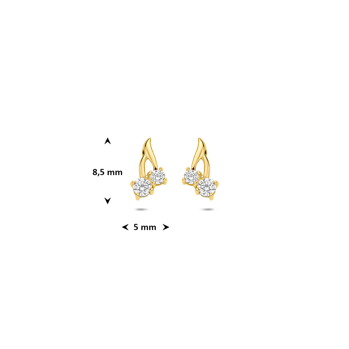 9k oorknoppen zirkonia 9K geel