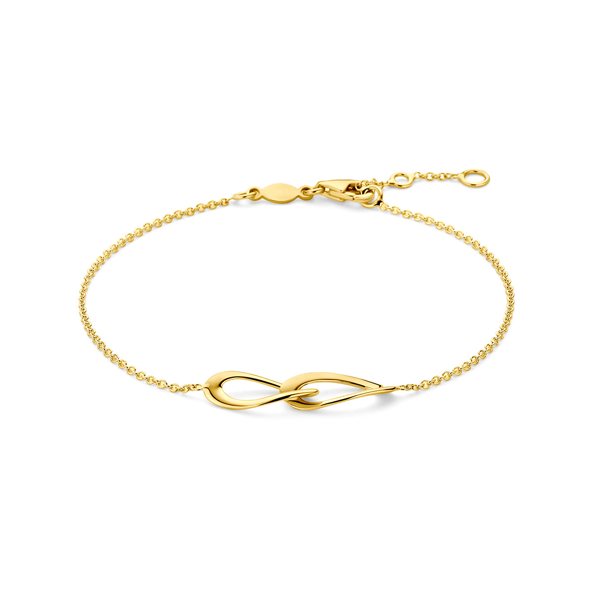Armband aus 9K Gelbgold mit unendlichem Symbol und feiner Kette, verstellbar von 16,5 bis 18,5 cm