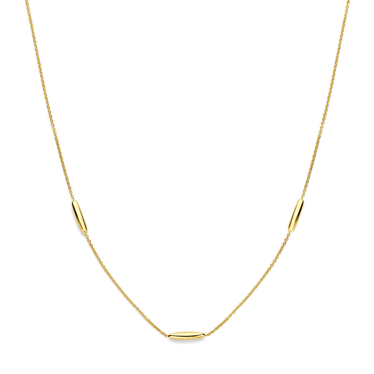 Goldenes Collier mit drei ovalen Elementen, Länge 41 - 43 - 45 cm