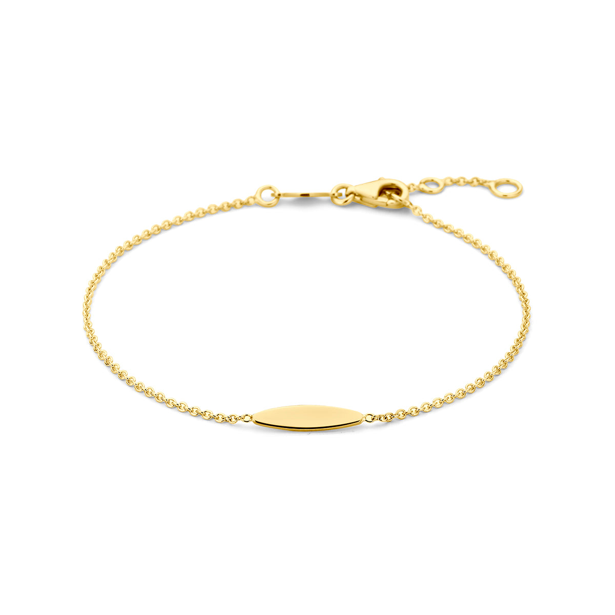 Armband aus 9K Gelbgold mit ovalem Anhänger und feiner Gliederkette