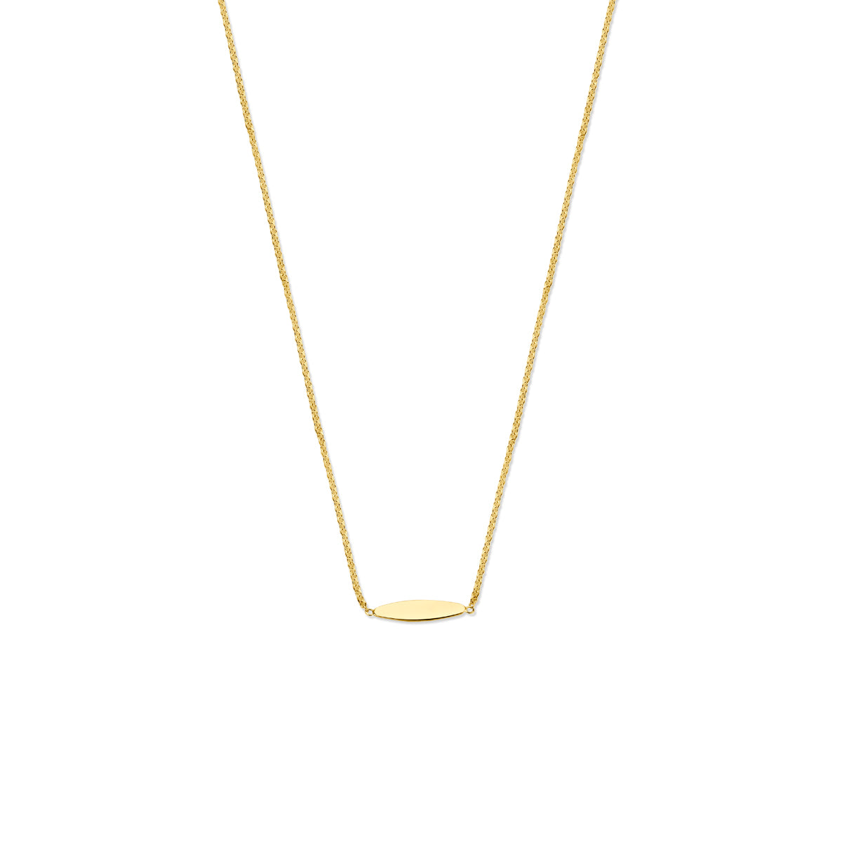 Goldenes Collier mit flacher, ovaler Anhänger, Länge 41 - 43 - 45 cm