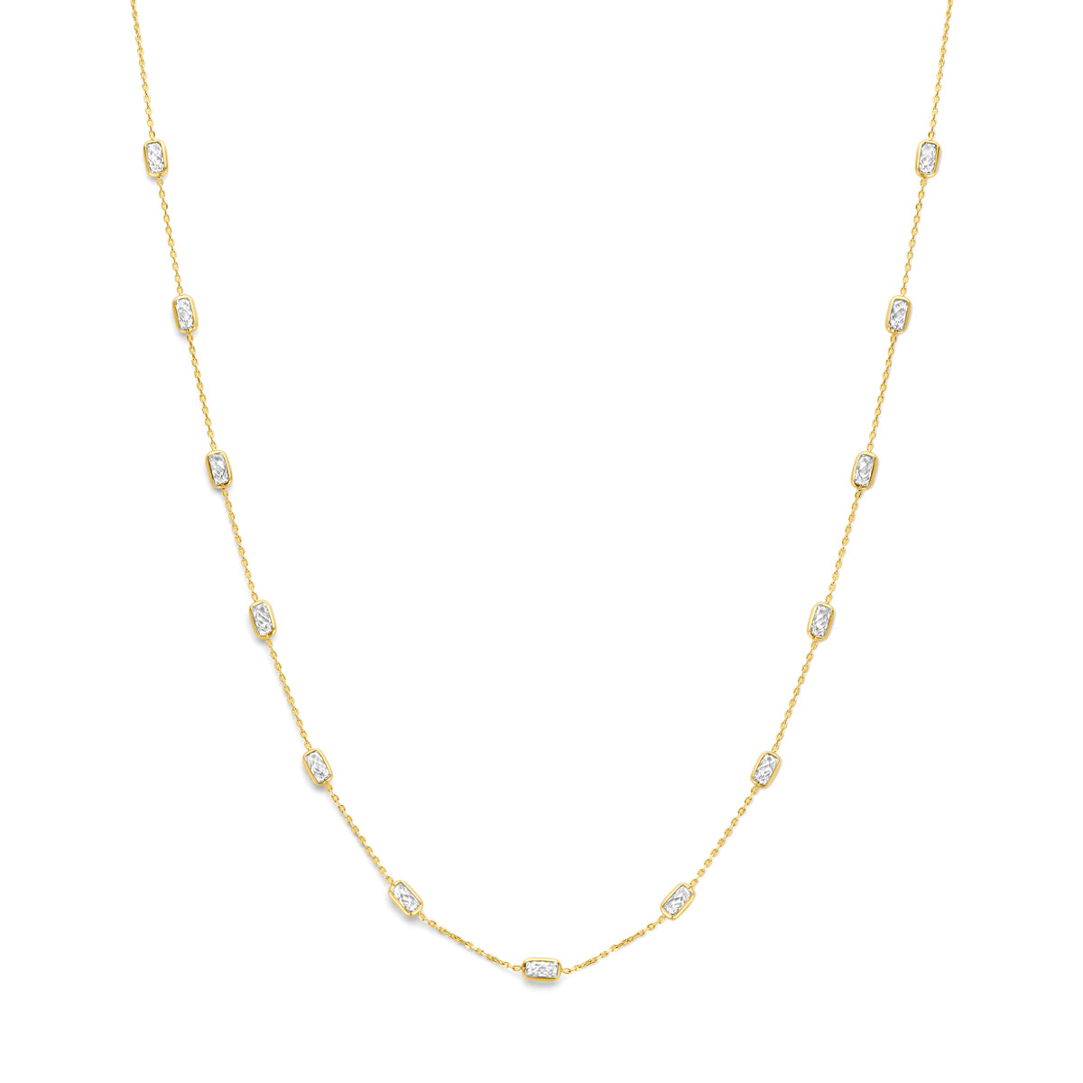 Collier aus 9K Gelbgold mit Zirkonia, Länge 41-43-45 cm, ovalen Gliedern und feiner Verarbeitung