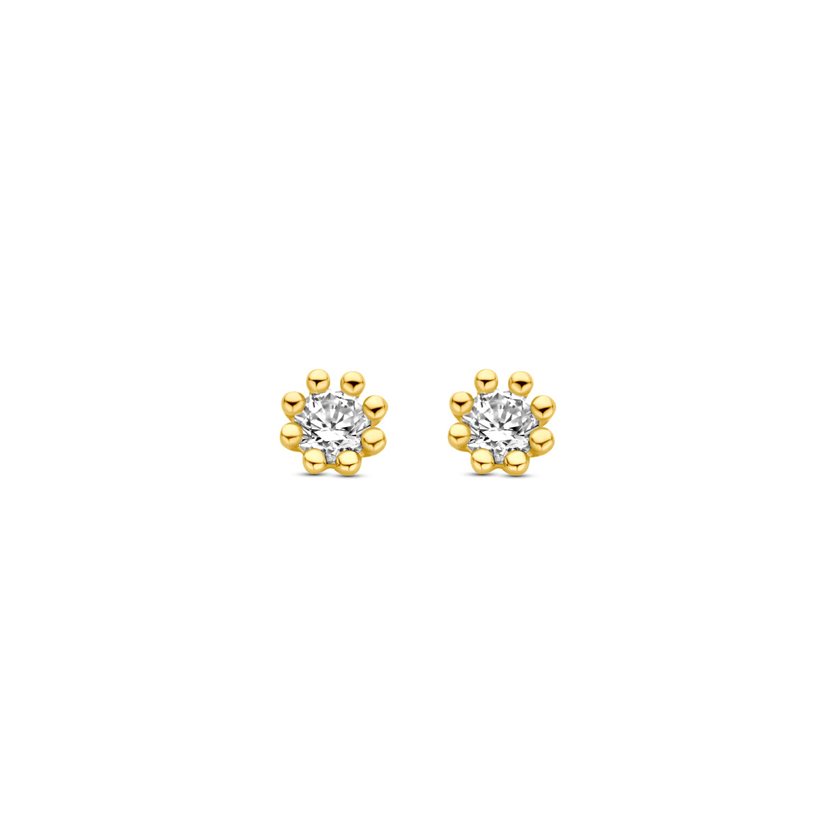 Ohrringe aus 9 Karat Gelbgold mit 3,5 mm Zirkonia in Blumenform