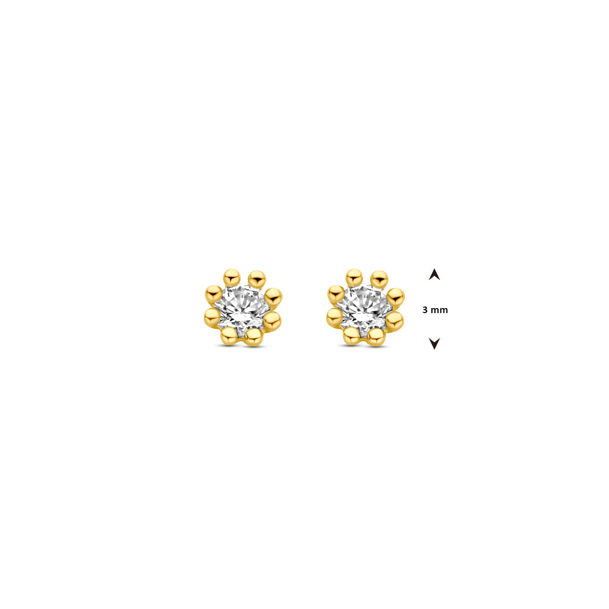 9k oorknoppen zirkonia 9K geel