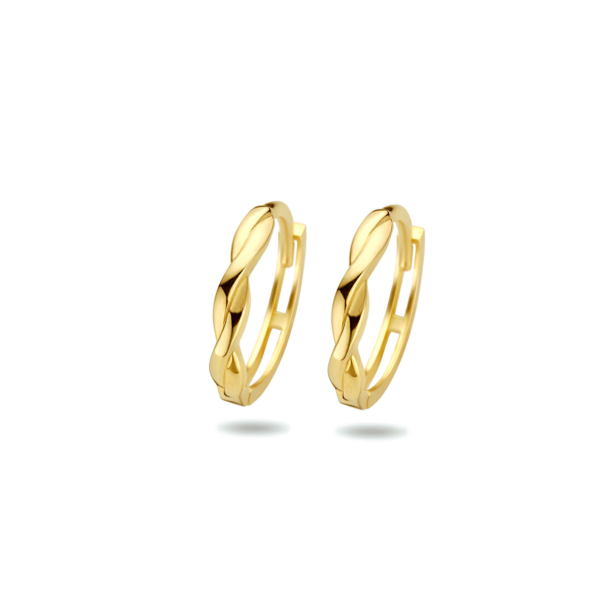Klapp-Ohrringe aus 9K Gelbgold, gedreht, Durchmesser 14,5 mm