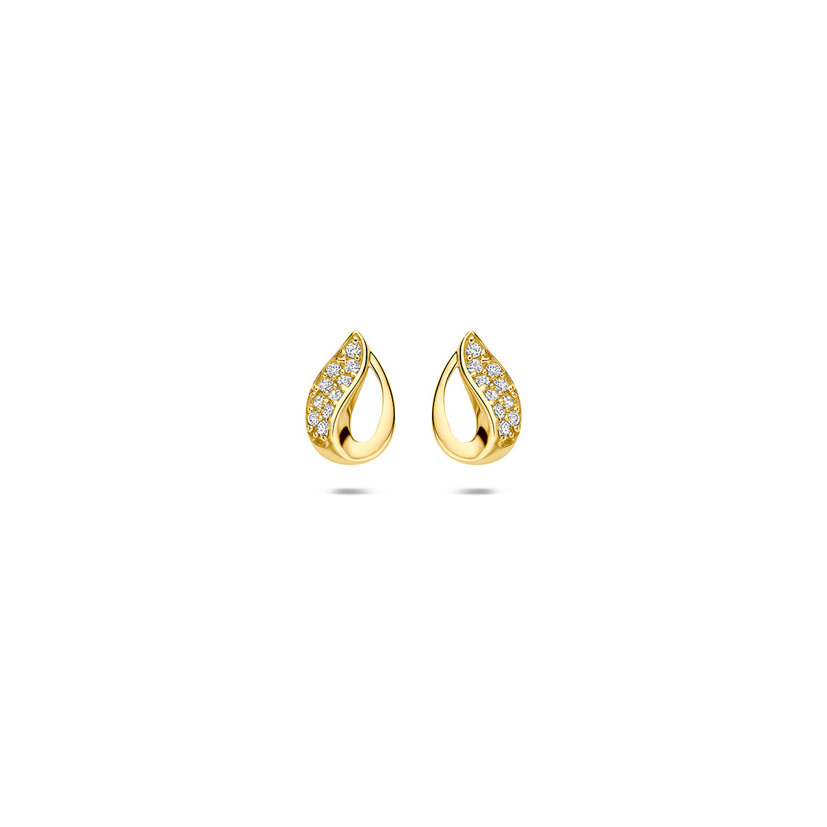 9K gold Ohrringe mit Zirkonia in Tropfenform, 8 mm groß