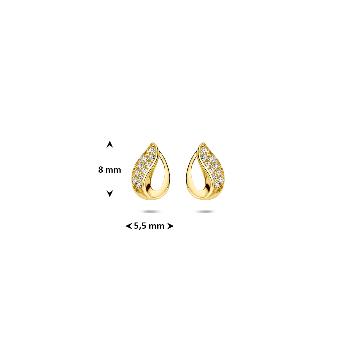 9k oorknoppen zirkonia 9K geel