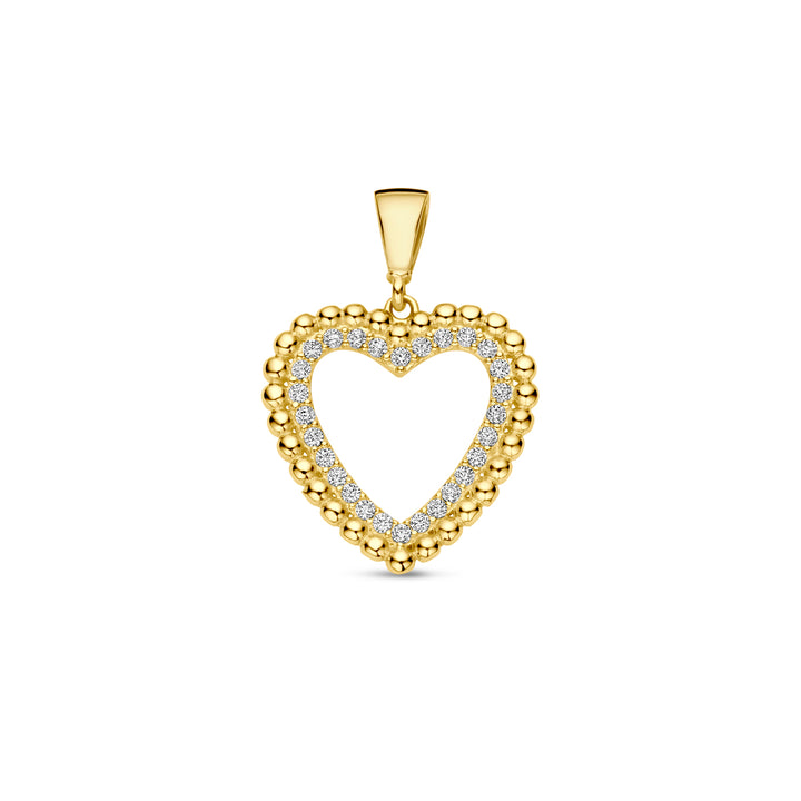 9k hanger hartje zirkonia 9K geel