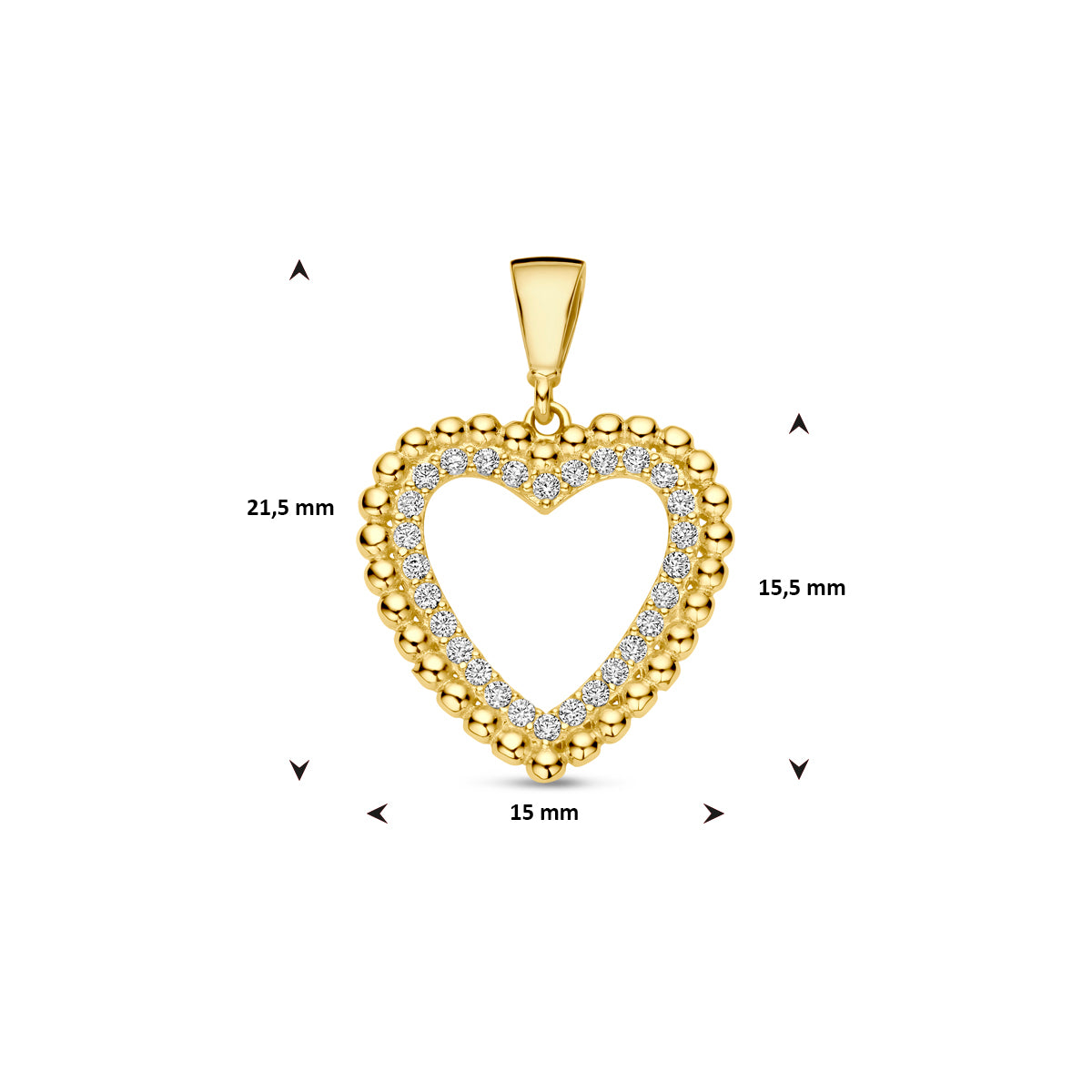 9k hanger hartje zirkonia 9K geel