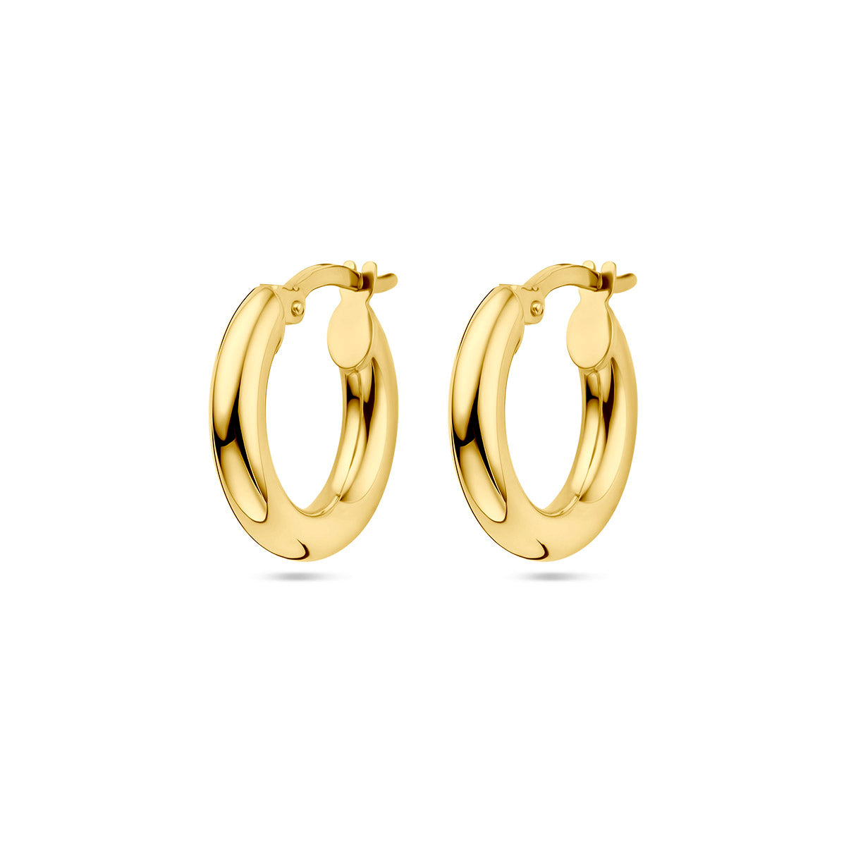 9K goldene Creolen mit einem Durchmesser von 16 mm und glatter Oberfläche