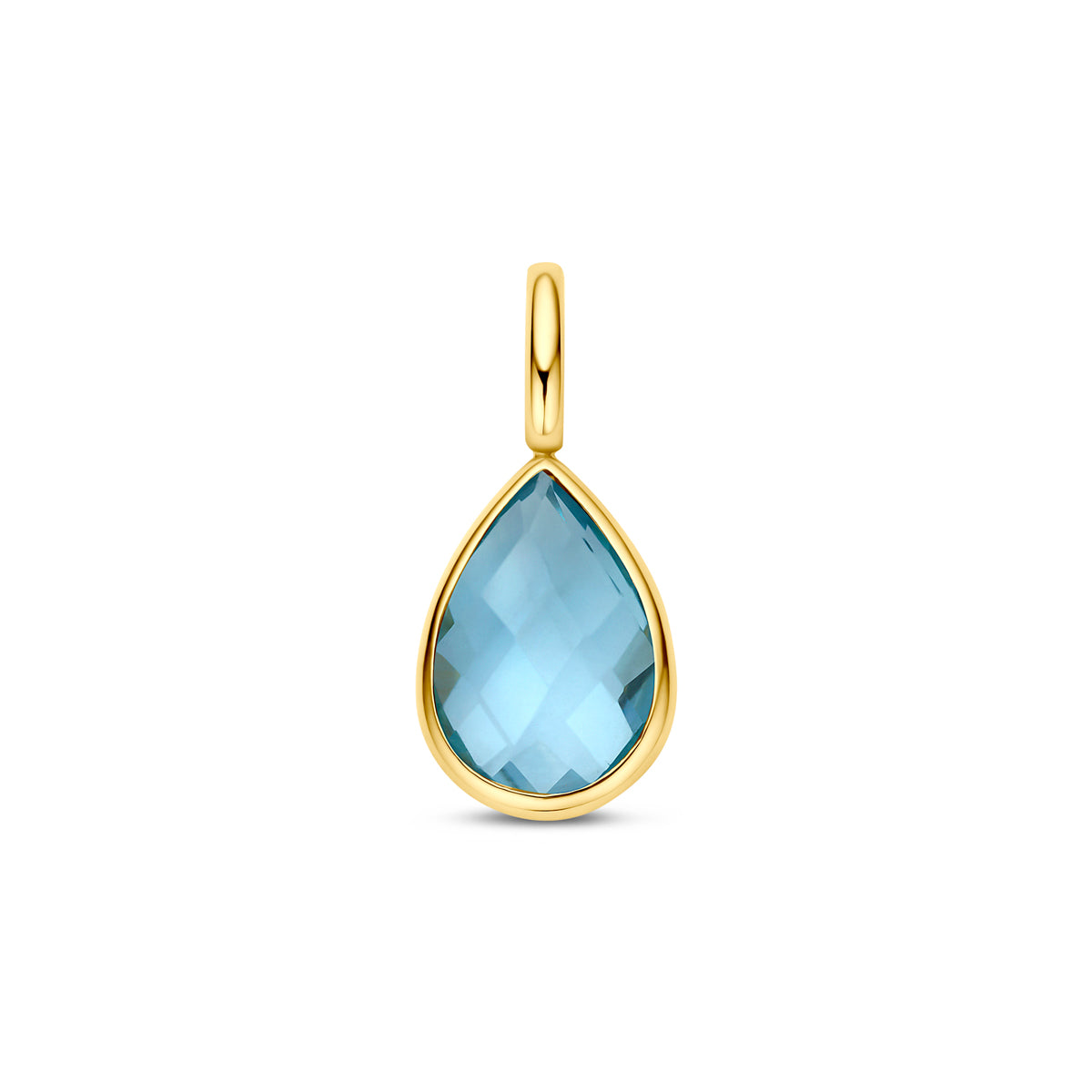 Hänger mit tropfenförmigem, facettiertem blauen Topas und 9K gelber Goldfassung