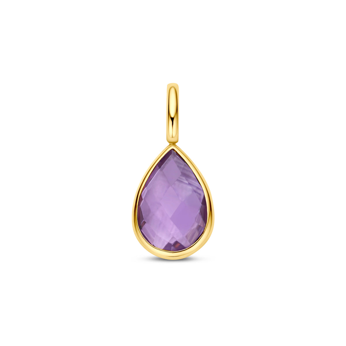 Hänger aus 9K Gelbgold mit tropfenförmigem, facettiertem Amethyst von 10,5 mm