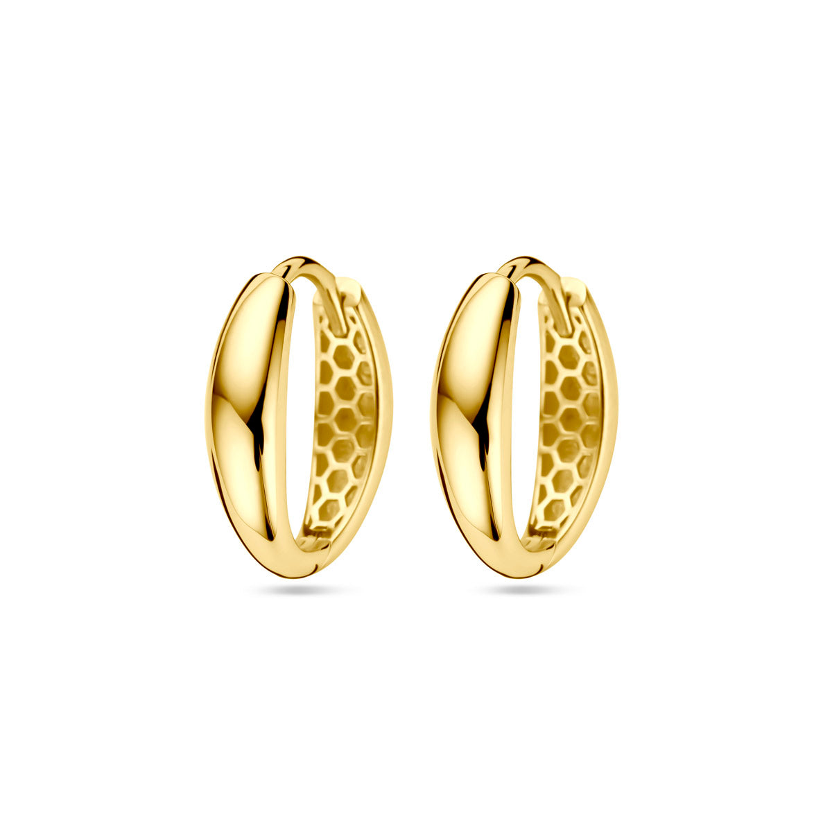 Klapp-Ohrringe aus 9K Gelbgold mit einer glatten Oberfläche und einem hohlen Innendesign