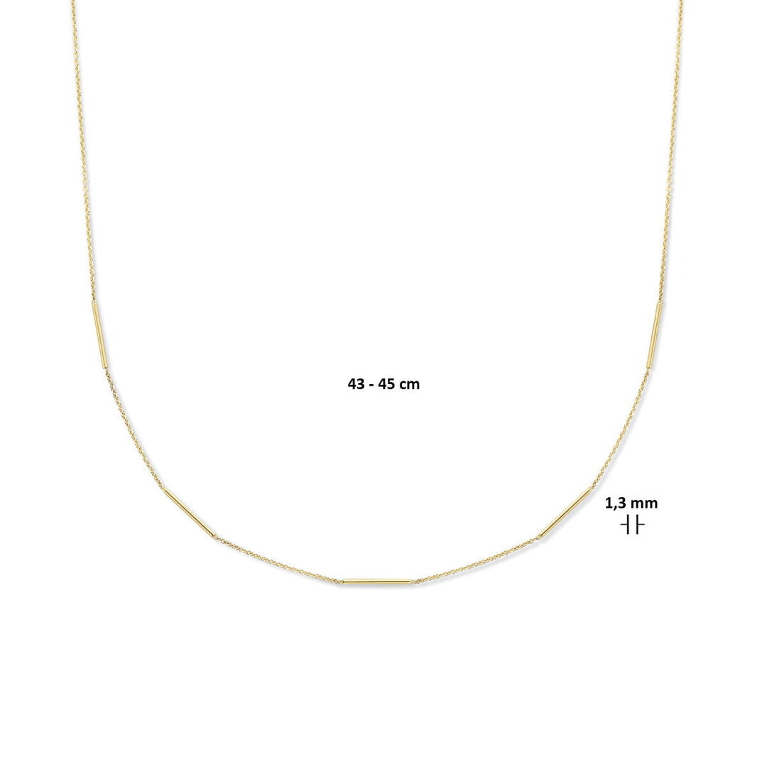 Halskettenstangen 43 - 45 cm 1,3 mm 14K Gelbgold