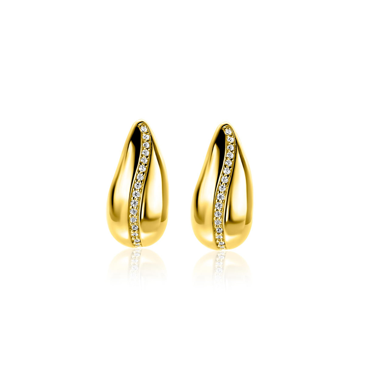 Goldplattierte silberne Ohrstecker in Tropfenform mit Zirkonia-Steinen
