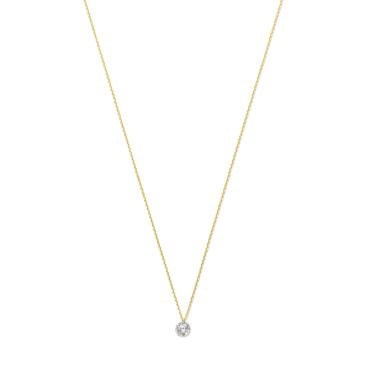 Collier aus 14K Gelbgold mit 0,25 ct lab-grown Diamant, 0,7 mm, Länge 40-42-44 cm