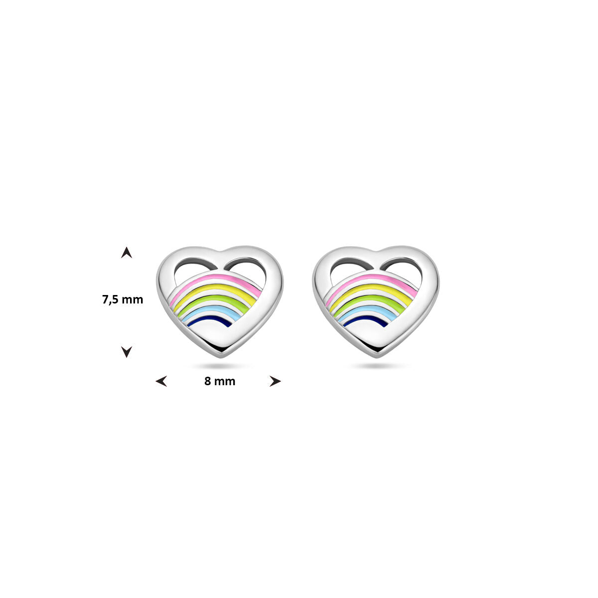 Ohrstecker Herz Emaille Silber rhodiniert