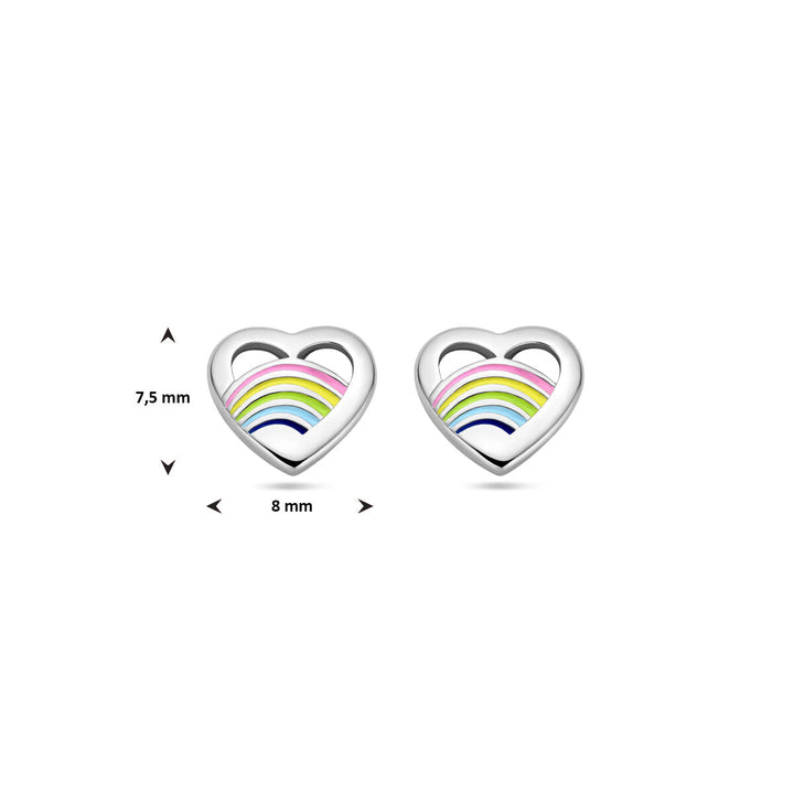 Ohrstecker Herz Emaille Silber rhodiniert