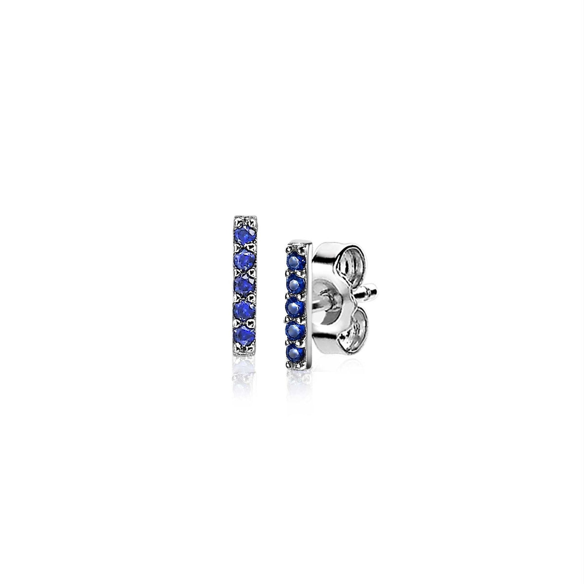 Ohrringe aus Silber mit blauen Edelsteinen in gerader Form