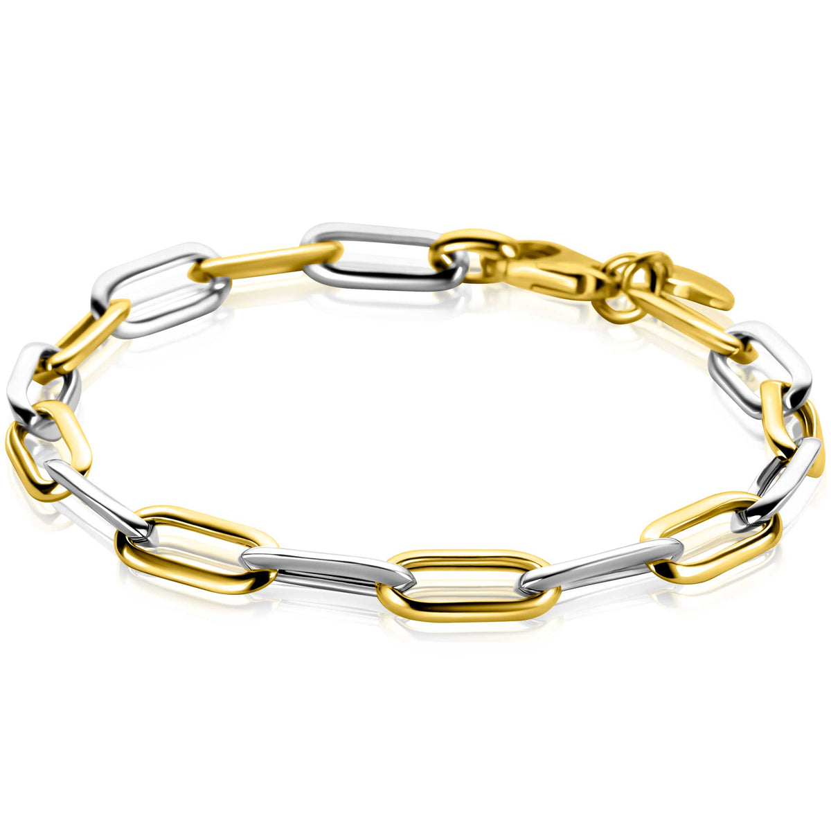 Armband aus Silber und Gold mit Gliedern in zwei Farben und Karabinerverschluss
