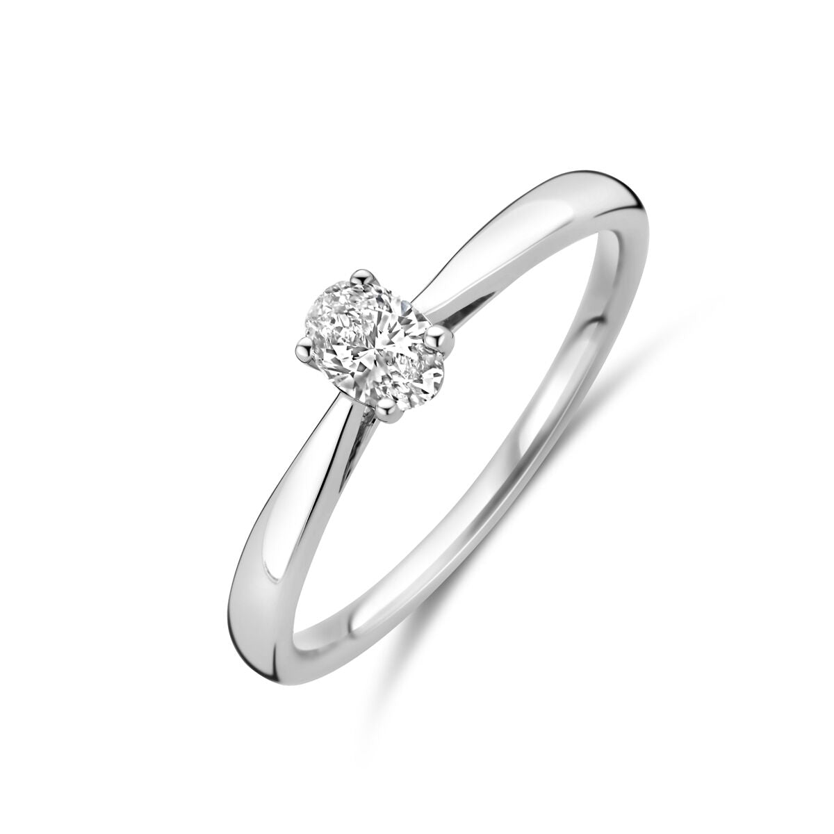 Ring aus 14K Weißgold mit einem lab-grown Diamanten von 0,25 ct in der Mitte