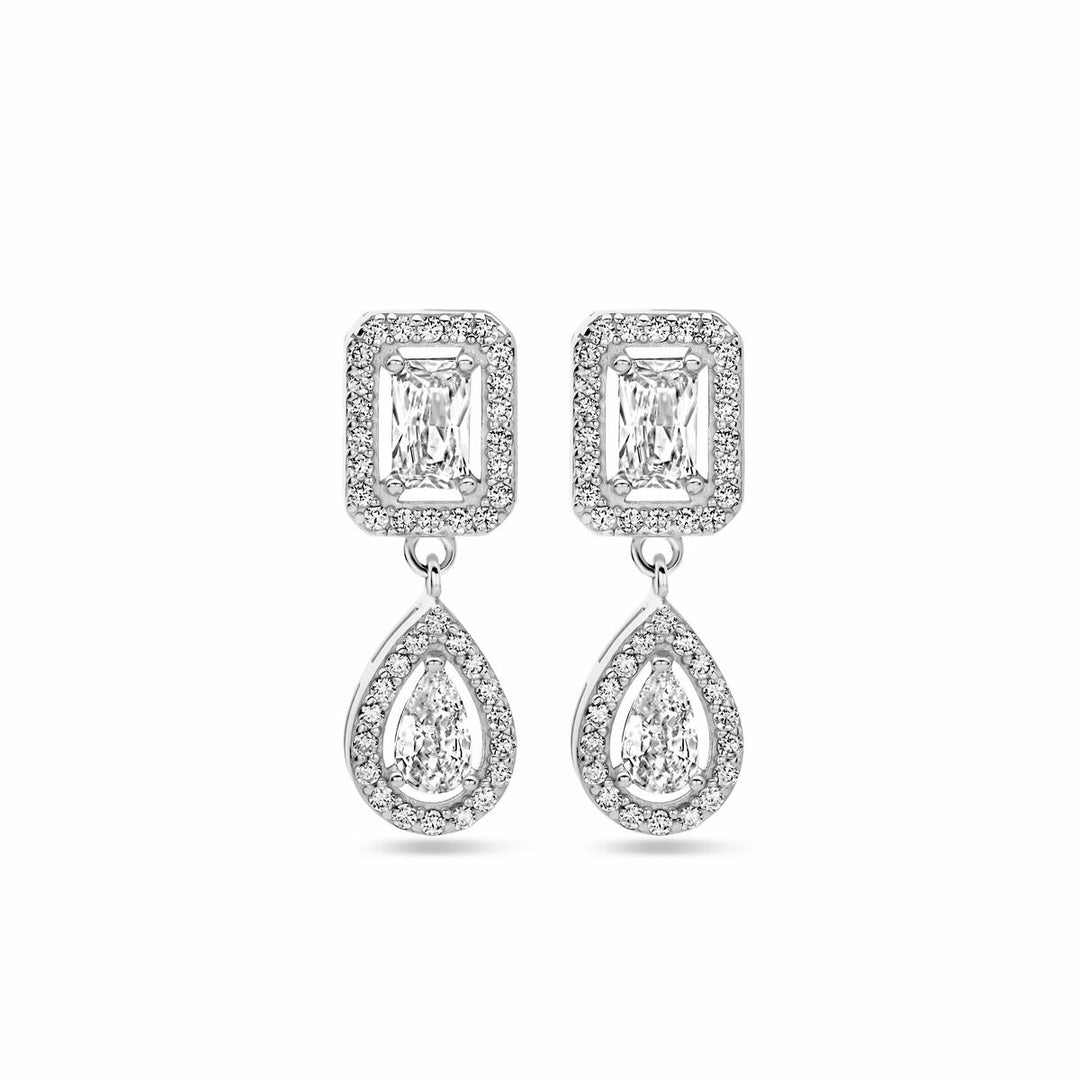 Ohrhänger Zirkonia 20 mm rhodiniertes Silber