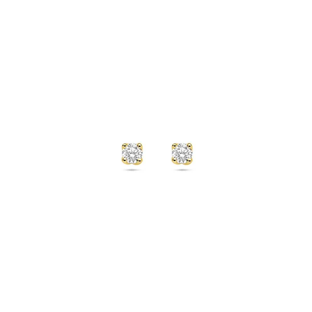 Ohrstecker mit zwei lab-grown Diamanten (0,20 ct) in 14K Gelbgold, rund, 3,25 mm.