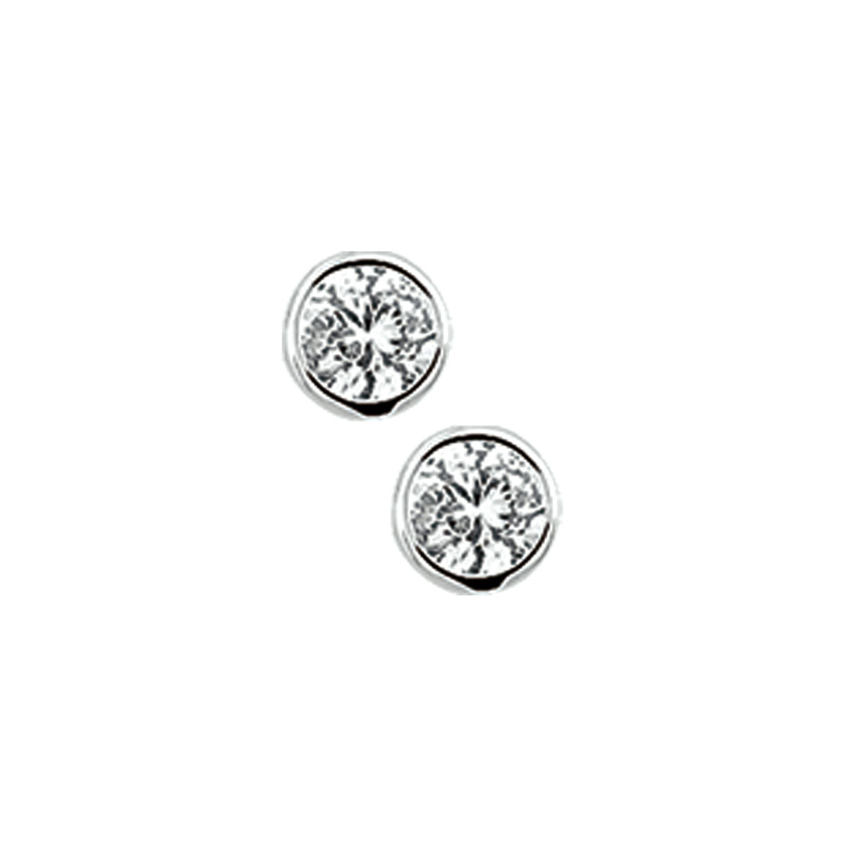 Ohrstecker aus Silber mit weißen Zirkonia-Steinen in runder Form