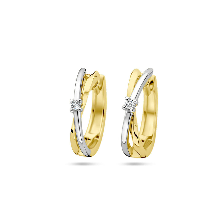 Ohrhänger Diamant 0,03 ct (2x 0,015 ct) h si 14K Bicolor-Gold gelb/weiß