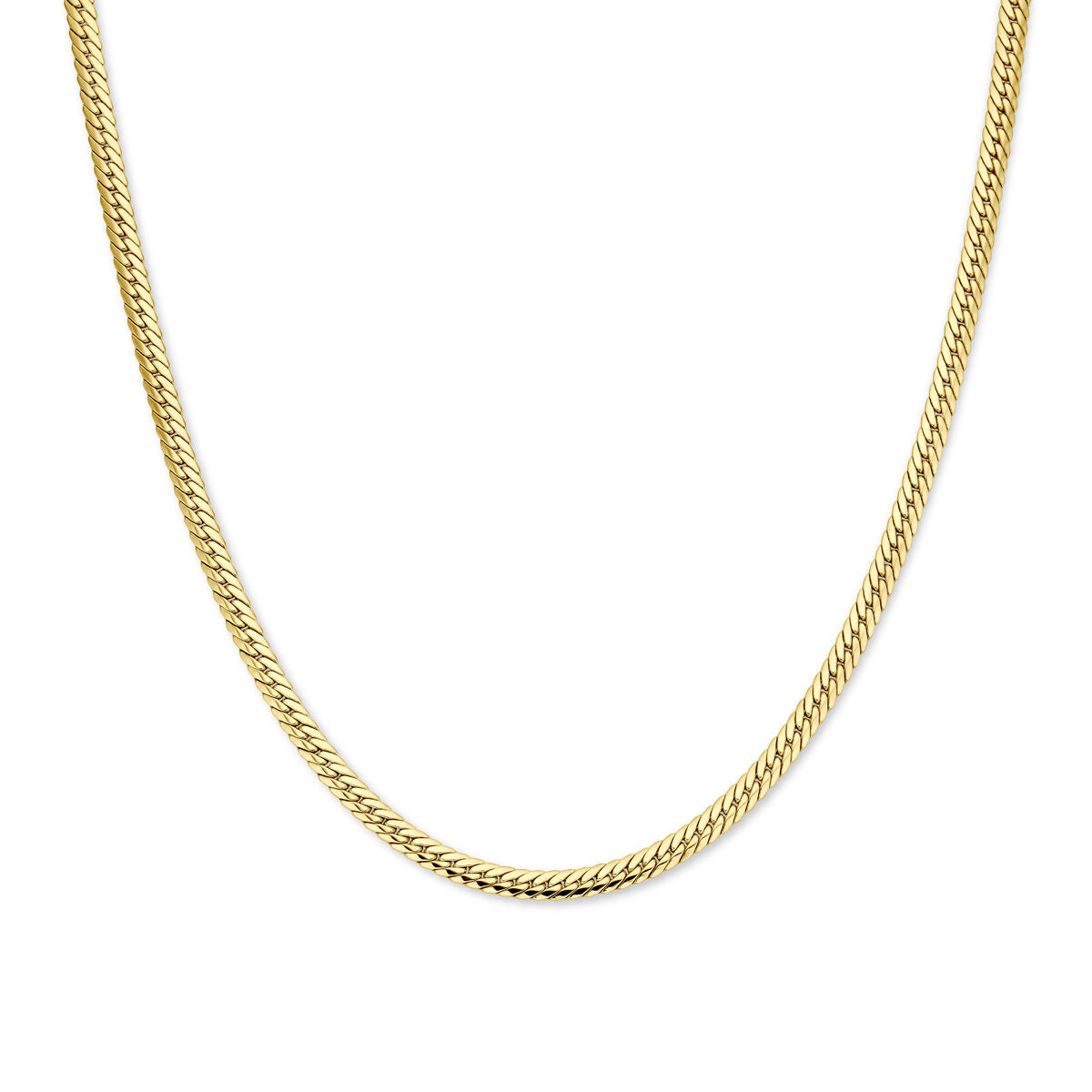 Halskette aus 14K Gelbgold mit 5 mm breiten Gourmette-Gliedern und einer Länge von 43 cm