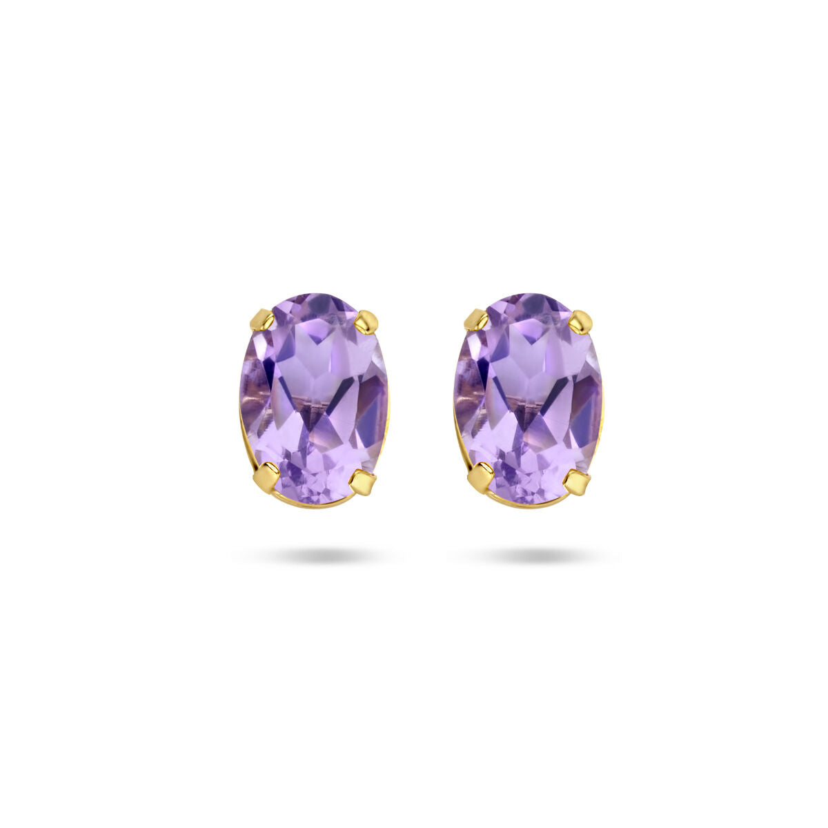 Ohrstecker mit ovalen Amethysten in lila, gefasst in 14K Gelbgold