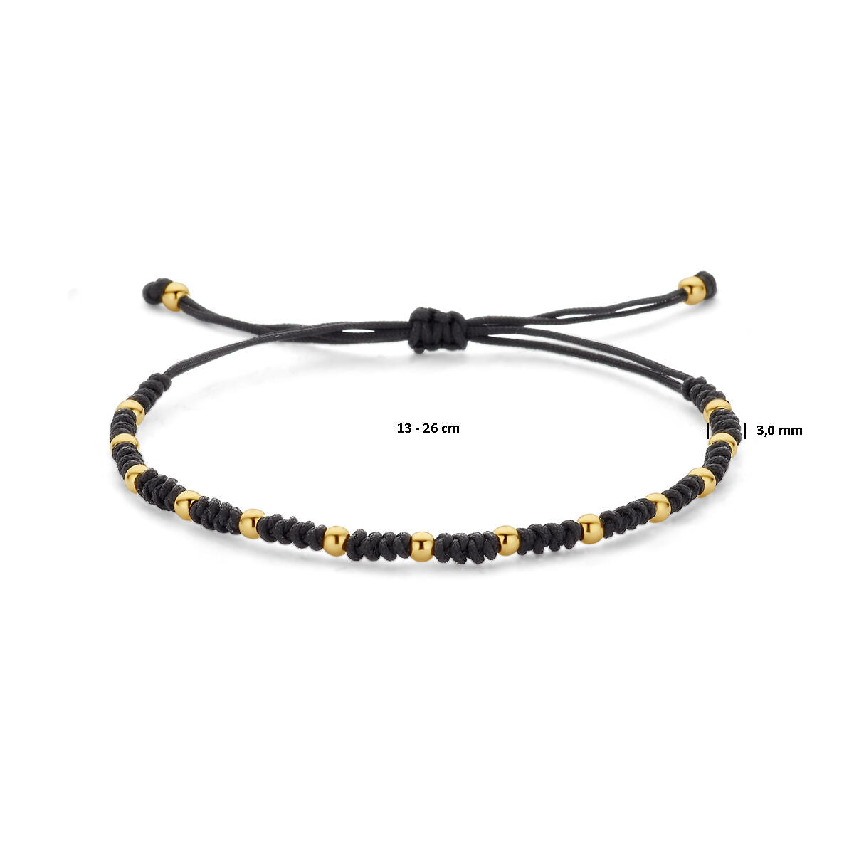 Armband Kügelchen 13 - 26 cm 14K Gold mit Gummi/Nylon/Leder
